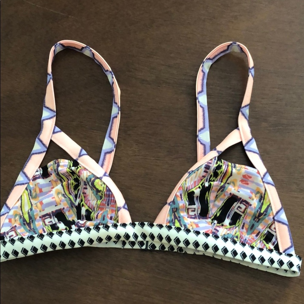 Multi colored cut out bikini top